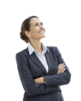 A woman in a business suit is looking up png