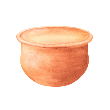Watercolor terracotta clay dish. Ceramic dishware. Oriental cookware clipart. Hand-drawn watercolor illustration isolated. A part of terracotta dishware. For postcards, menu, invitation design png
