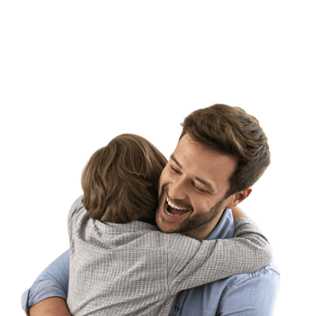 A man and a boy are hugging each other png