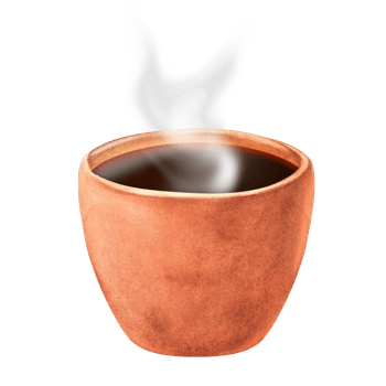 Watercolor terracotta clay tea cup full of hot tea. Oriental tea ceremony clipart. Hand-drawn watercolor illustration isolated. For postcards, menu, invitation design png