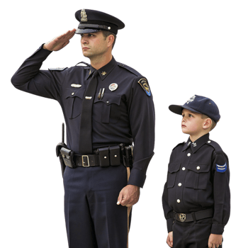 A man and boy in police uniforms png