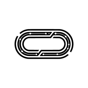 Abstract Circuit Board Oval With Glowing Dots, Tech Concept vector