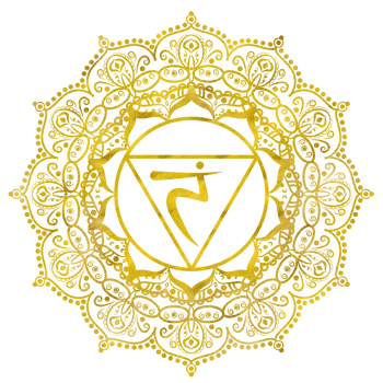 Solar Plexus chakra Manipura of golden yellow color with elegant mandala pattern and Sanskrit letters in the center. Energy balance. Hand-drawn watercolor illustration. Ethnic Indian pattern png