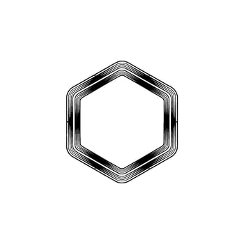 Abstract Hexagon, Black and White Geometric vector