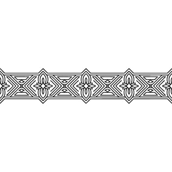 Geometric Floral Border , Black and White Pattern vector