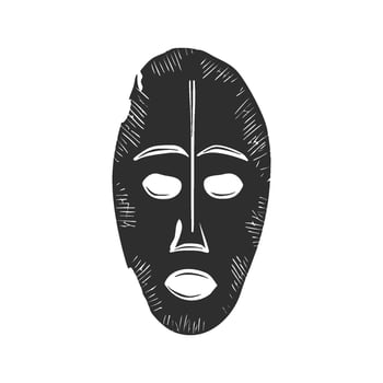 African Tribal Mask Silhouette. Cultural Heritage And Traditional Art Symbol. Isolated Illustration vector