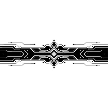 Tech Circuitry Ornament With Glow, Geometric Line vector