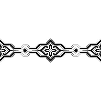 Geometric Floral Border Black and White Elegant Element vector