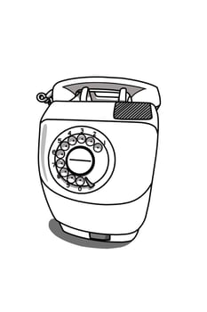 Lineart black Retro Telephone box issolated on white vector