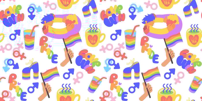 seamless pattern with pride month elements vector