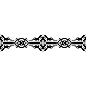 Elegant Black Tribal Ornament Border on White, vector