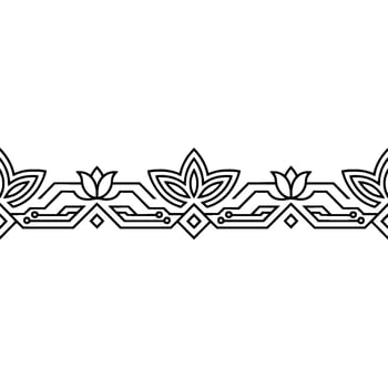 Geometric Floral Border Techinspired Line Art vector
