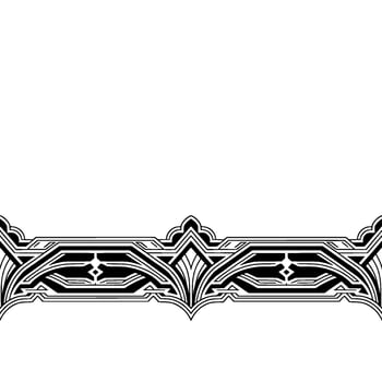 Art Deco Border, Black and White Element for Decoration. vector