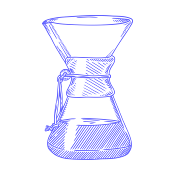 Stylized Chemex Coffee Brewer with Wood Accent png