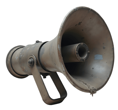 Old loudspeaker with rust and dirt showing signs of wear and age png
