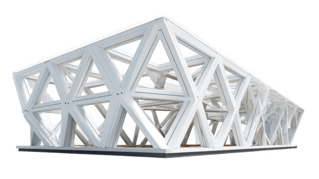Modern white architectural framework showcasing geometric design on transparent background png