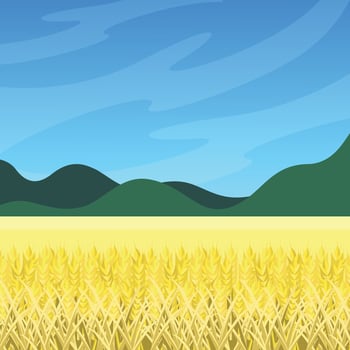 Farmer's field landscape with wheat. Farmer's harvest. Agricultural landscapes. vector
