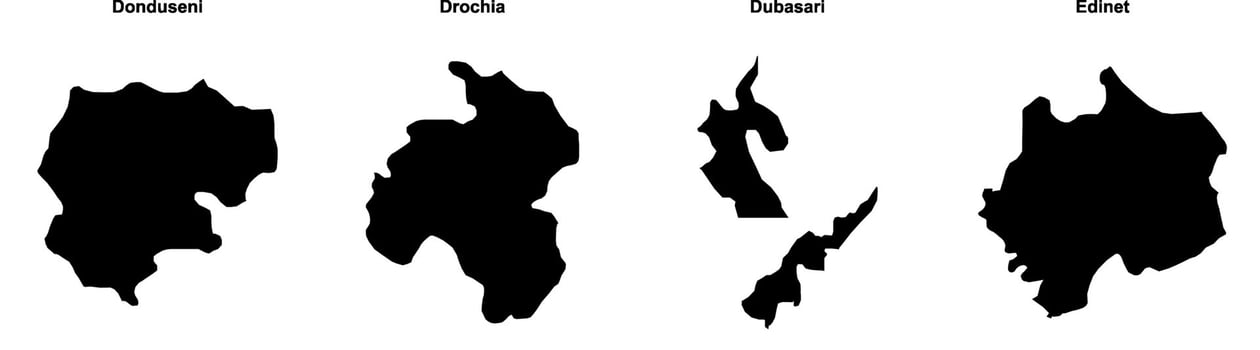 Donduseni, Drochia, Dubasari, Edinet outline maps vector