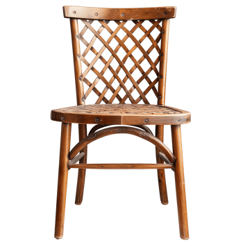 Wooden Chair with Lattice Back on Transparent Background for Design Projects and Isolated Viewing png