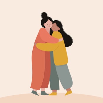 Illustration of Friends Hugging in Pastel Tones vector