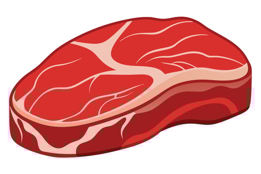 Juicy Raw Steak, Appetizing Red Meat Close-up, Isolated on White Background, Delicious Food Image for Restaurants and Menus vector