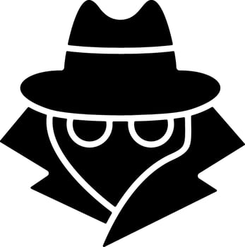 Spy Flat Solid Black Icon vector