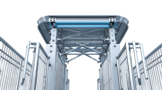 Modern turnstile gate allowing access on transparent background png