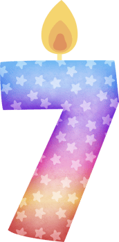 Birthday candle number 7 in colorful tones png