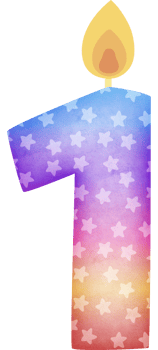 Birthday candle number 1 in colorful tones png