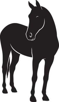 Horse silhouette elegant black pose, Majestic animal minimal art vector
