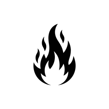 A bold, black flame icon cutouts png