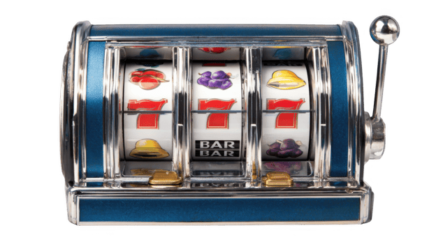 Classic slot machine showing triple lucky seven on transparent background png