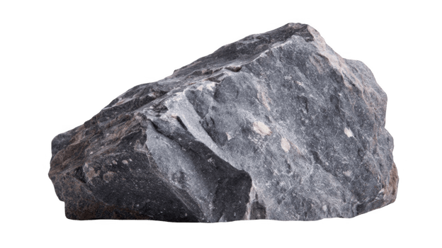 Grey stone showing subtle patterns on transparent background png
