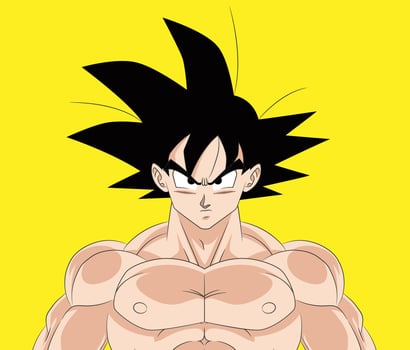 Illustration of Goku shirtless muscular full color vector