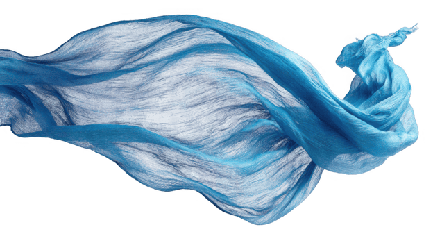 Light blue transparent waving textile on transparent background png