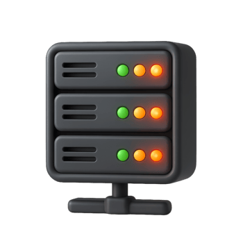 3D Server Rack Icon with Simple Design and Colorful Indicator Lights png