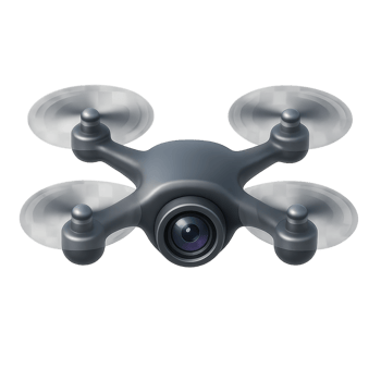 Simple Iconic Drone Design with Camera and Four Propellers png