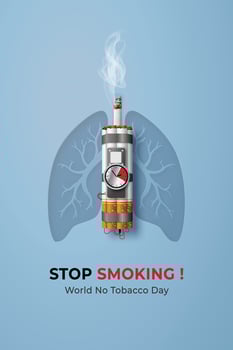 Conceptual illustration showing a cigarette as a ticking time bomb damaging human lungs vector