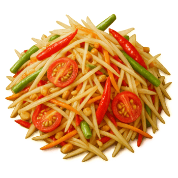 Fresh Spicy Papaya Salad with Colorful Vegetables and Peppers png