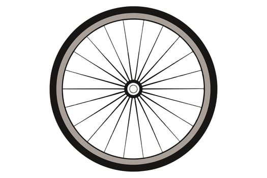 Serene Bicycle Wheel Spoke Design Minimalist Black and Gray Bike Wheel Illustration Against White Background vector