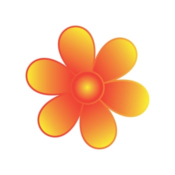 Colorful illustration of an abstract flower featuring gradient orange and yellow petals, radiating energy. vector