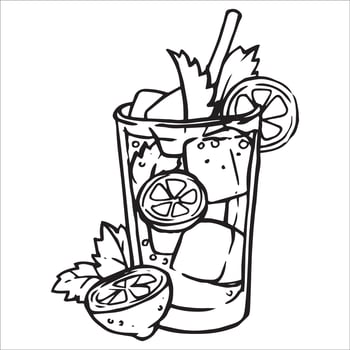 Mojito cocktail. Doodle style illustration. vector