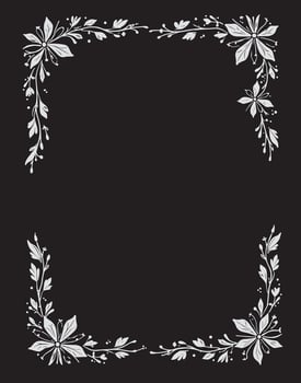 a white frame with flowers on a black background vector