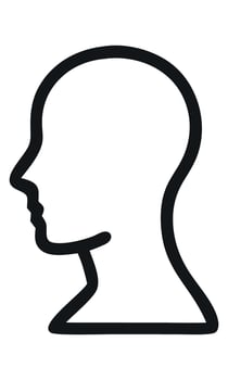 Minimalist head profile illustration, outline design for personal identity vector