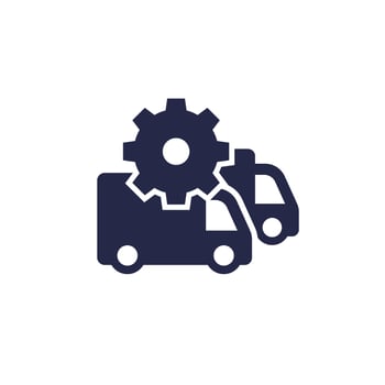 commercial fleet management icon with trucks, vans vector