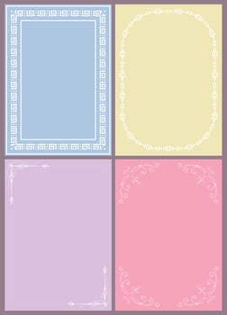 White vintage frame, pastel background, wedding frame, wedding card vector