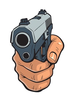 hand holding gun illustration vector