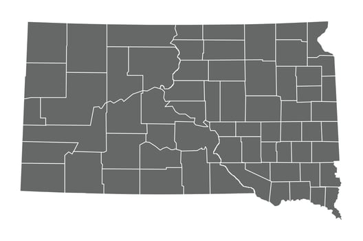 South Dakota Grey Map White Background vector