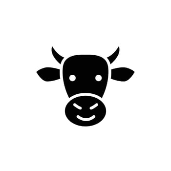 A simple black and white graphic of a smiling cow's face. Perfect for farm related designs. vector