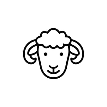 A simple line drawing of a sheep's face. Clean and minimalist design. vector